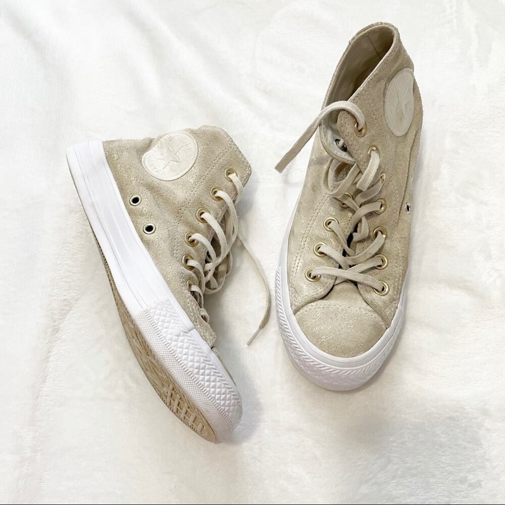 Converse All Star Hi shimmer suede sneaker 6.5 gold metallic - Picture 2 of 9